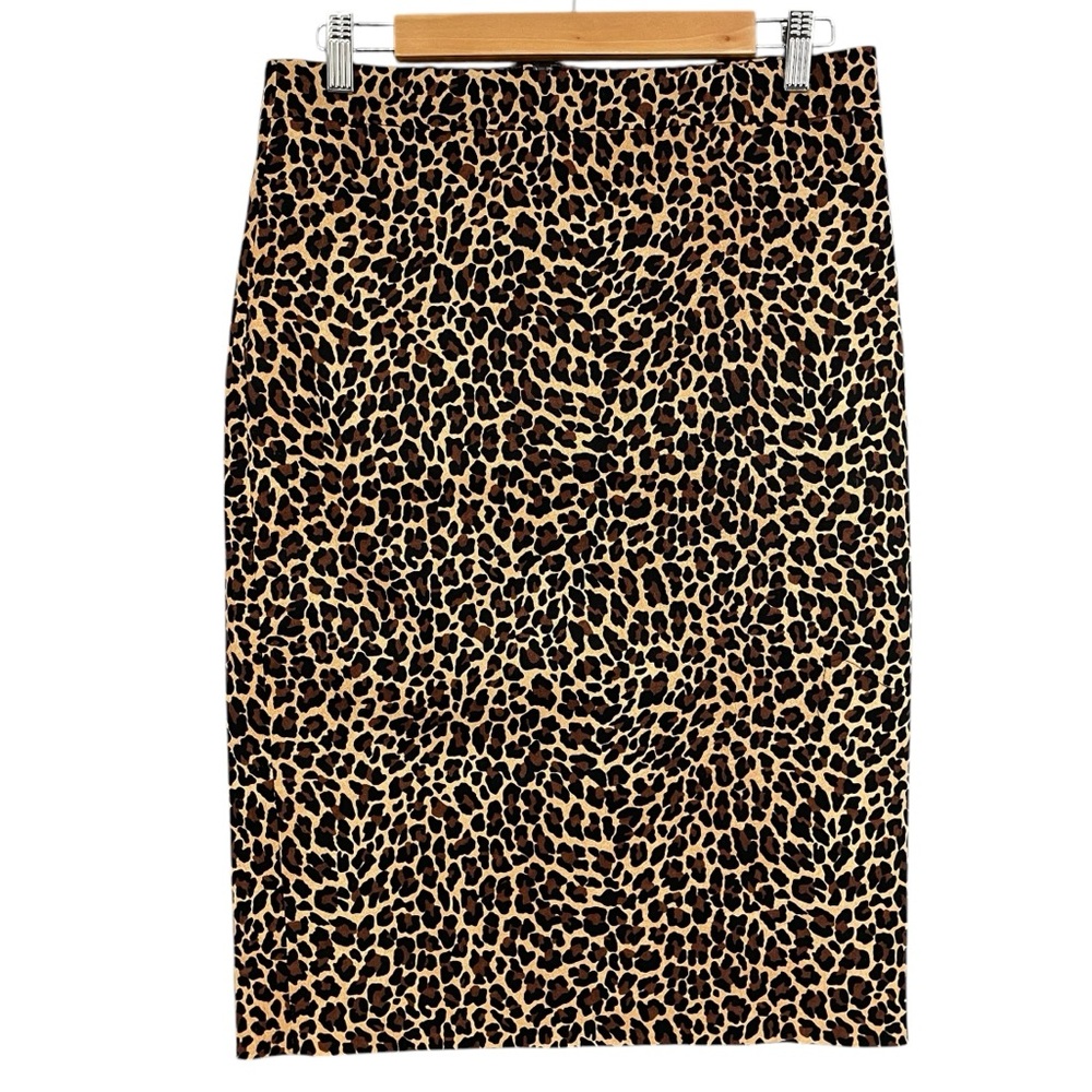 J.Crew No. 2 Pencil Skirt Leopard Bi‑Stretch Cotton Lined Women’s 6 NWT